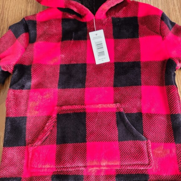 New Size 18M Sherpa Hoodie Sweatshirt sweater plaid 18 months Red Black Toddler - Picture 8 of 9